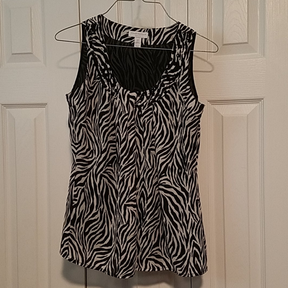 Charter Club sleeveless zebra print blouse (A6)